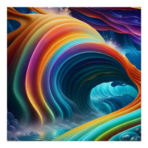 Gracful Bright Rainbow Wasserfall Poster
