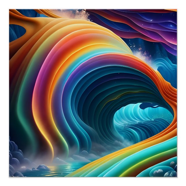 Gracful Bright Rainbow Wasserfall Poster (Vorderseite)