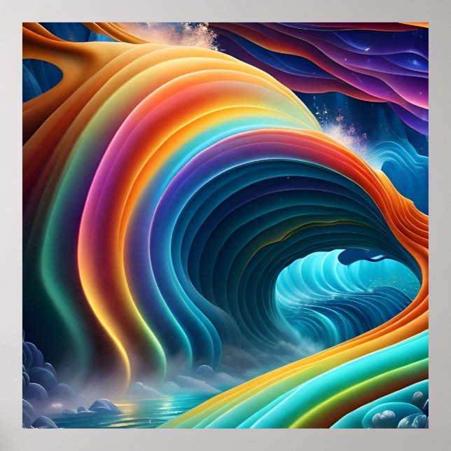 Gracful Bright Rainbow Wasserfall Poster (Vorne)