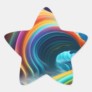 Gracful Bright Rainbow Wasserfall Stern-Aufkleber