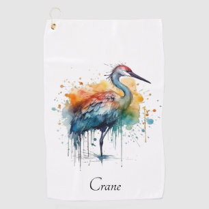 Gracful Crane: Wasserfarben Kunst, Brauch Golfhandtuch