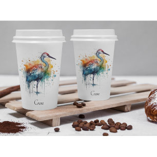Gracful Crane: Wasserfarben Kunst, Brauch Pappbecher