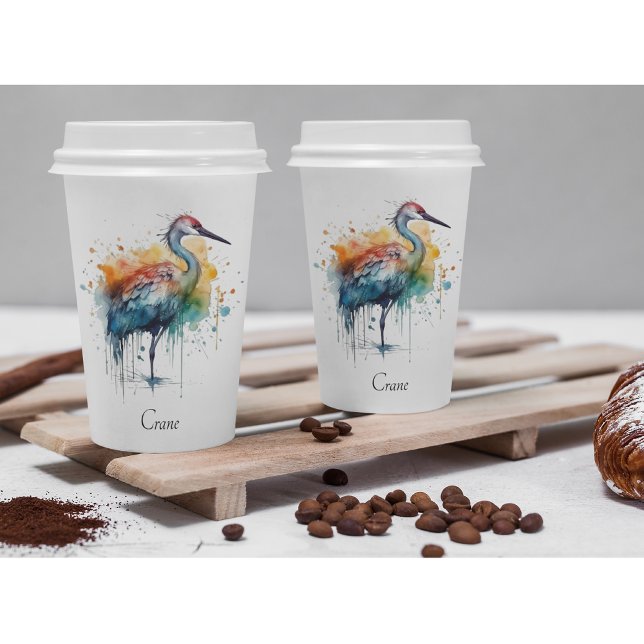 Gracful Crane: Wasserfarben Kunst, Brauch Pappbecher (Von Creator hochgeladen)