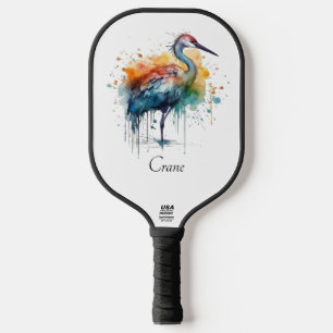 Gracful Crane: Wasserfarben Kunst, Brauch Pickleball Schläger