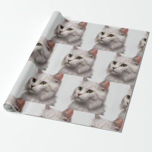 Gracful Feline: Eine Kunstdruckerei der weißen Kat Geschenkpapier