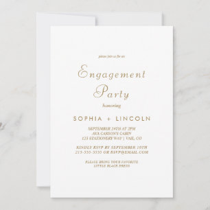 Gracful Gold Calligraphy Engagement Party Einladung