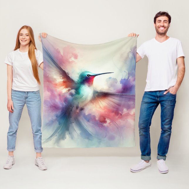 Gracful Hummingbird in Wasserfarbe Fleecedecke (Beispiel)