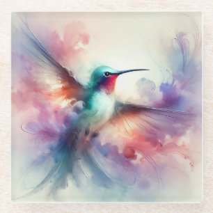 Gracful Hummingbird in Wasserfarbe Glasuntersetzer