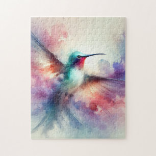 Gracful Hummingbird in Wasserfarbe Puzzle