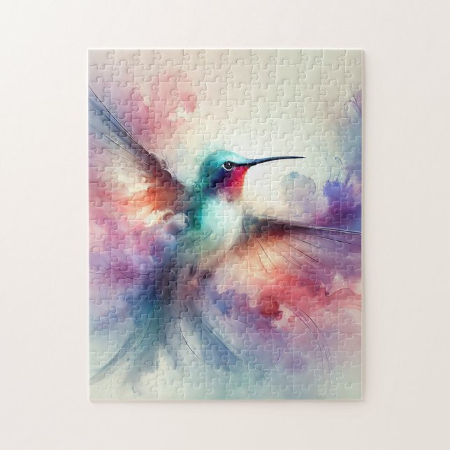 Gracful Hummingbird in Wasserfarbe Puzzle (Vertikal)