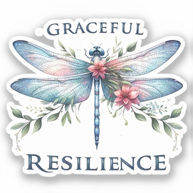 Gracful Resilience - Artistic Dragonfly Aufkleber (Vorderseite)