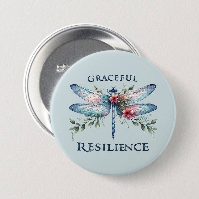 Gracful Resilience - Artistic Dragonfly Button (Vorne & Hinten)