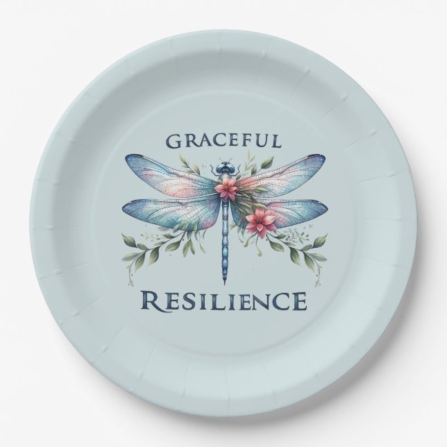 Gracful Resilience - Artistic Dragonfly Pappteller (Vorderseite)