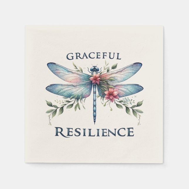Gracful Resilience - Artistic Dragonfly Serviette (Vorderseite)