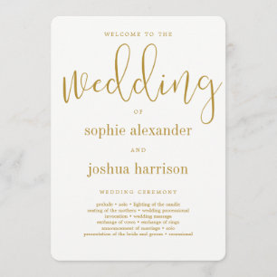 Gracful Script Wedding Zeremonie Programm Gold