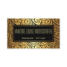 Gracful Sweep Black and Gold Moderne Business Card