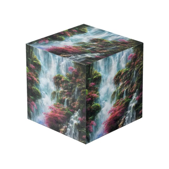 Gracful Wasserfall Grüne Rosa Flora Würfel (Vorderseite Schrägansicht)