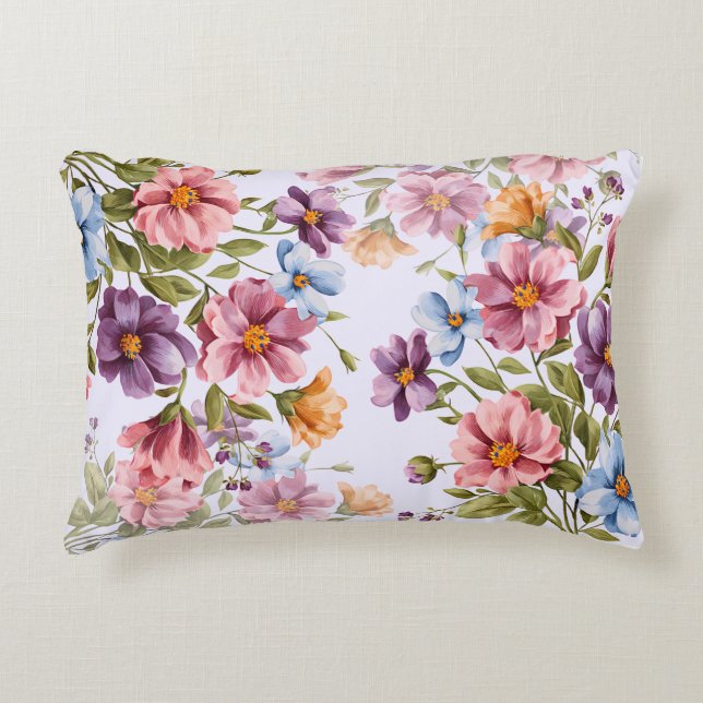 Gracful Watercolor Floral Accent Pillow Dekokissen (Vorderseite)