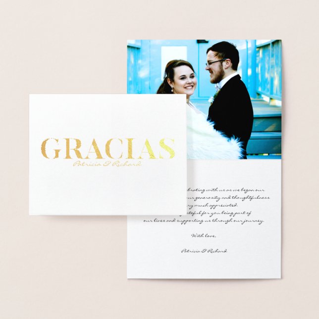 Gracia Modern Schriftart Wedding Vielen Dank Foto  Folienkarte (Anzeige)