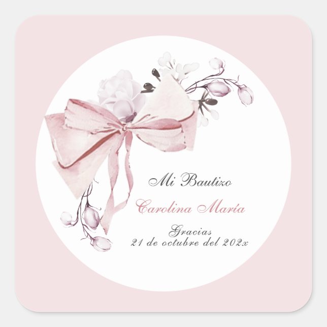 Gracias Bautizo Niña Quadratischer Aufkleber (Vorderseite)