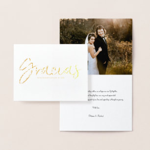 Gracias Chic Script Wedding Danke Foto Folienkarte