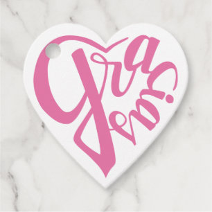 Gracias con forma de corazón y caligrafía rosa geschenkanhänger