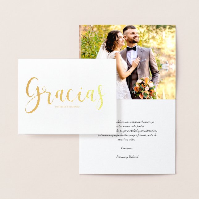 Gracias Foto Elegant Wedding Spanisch Vielen Dank Folienkarte (Anzeige)