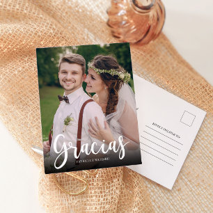 Gracias Foto Elegant Wedding Spanisch Vielen Dank Postkarte