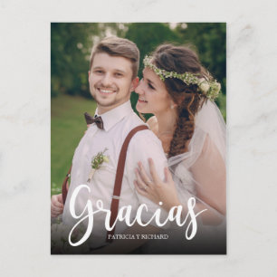 Gracias Foto Elegant Wedding Spanisch Vielen Dank Postkarte
