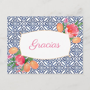 Gracias Hot Pink Citrus Spanische Fliesen Vielen D Postkarte