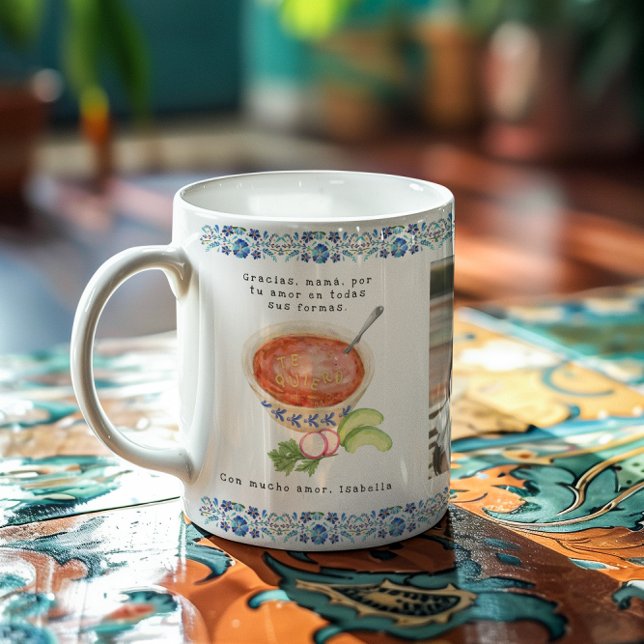 Gracias Mamá | Sopa de Letras 3 Foto Collage Kaffeetasse (Von Creator hochgeladen)