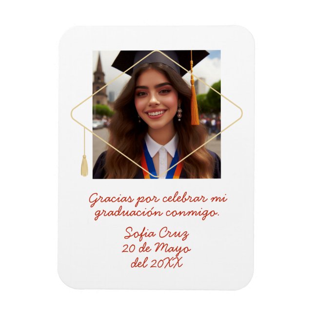 Gracias Mi Graduación con Foto Recuerdo Magnet (Vertikal)