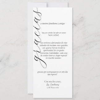 Gracias Platzierungskarte auf Spanisch Einladung