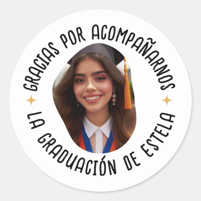 Gracias por acompañarnos graduación con foto runder aufkleber (Vorderseite)