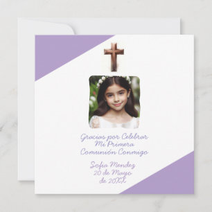 Gracias por Celebrar Mi Primera Comunión con Foto Feiertagskarte
