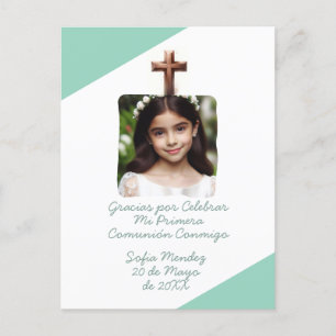 Gracias por Celebrar Mi Primera Comunión con Foto Postkarte