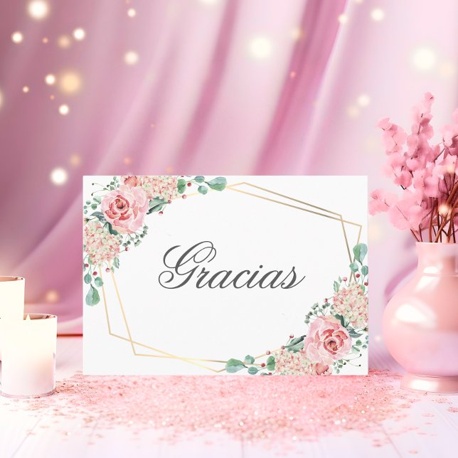 GRACIAS pvenir Pink Spanisch Quinceañera Quince Dankeskarte (GRACIAS por venir Pink Spanish Quinceañera Quince Thank You Card)