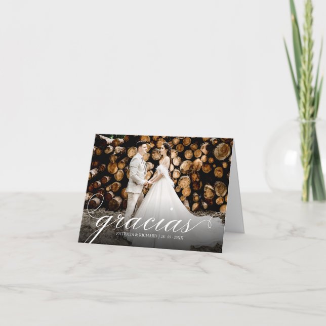 Gracias Simple Elegant Wedding Danke Foto (Vorderseite)