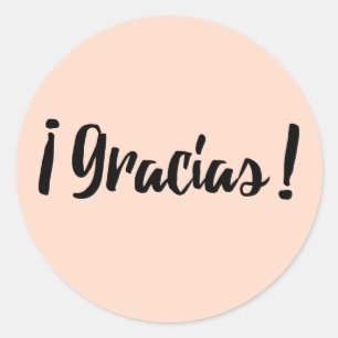 Gracias Spanish Retro Pink Black Script Vielen Dan Runder Aufkleber