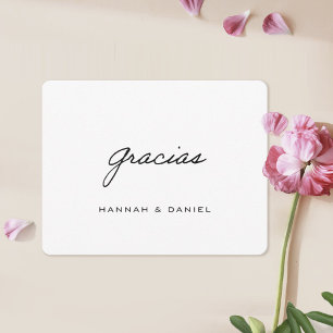 Gracias Spanish Simple Black Script Wedding Dankeskarte