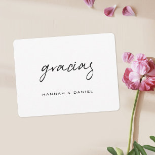 Gracias Spanish Simple Black Script Wedding Dankeskarte