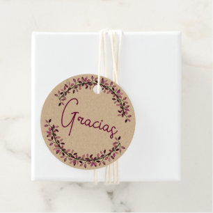 Gracias Typografie Laurel Wreath Halfen Vielen Dan Geschenkanhänger