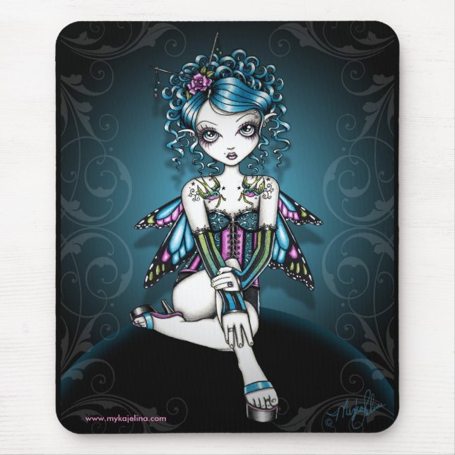 Gracie gotische Couture-Schwalben-Tätowierungs-Fee Mousepad (Vorne)