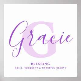 Gracie Name bedeutet lila Text personalisiert Poster