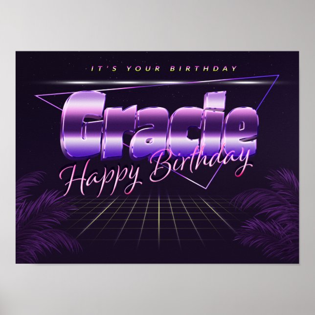 Gracie Name Vorname lila retro Geburtstag Poster (Vorne)
