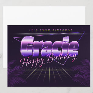 Gracie Name Vorname lila retro Karte Geburtstag