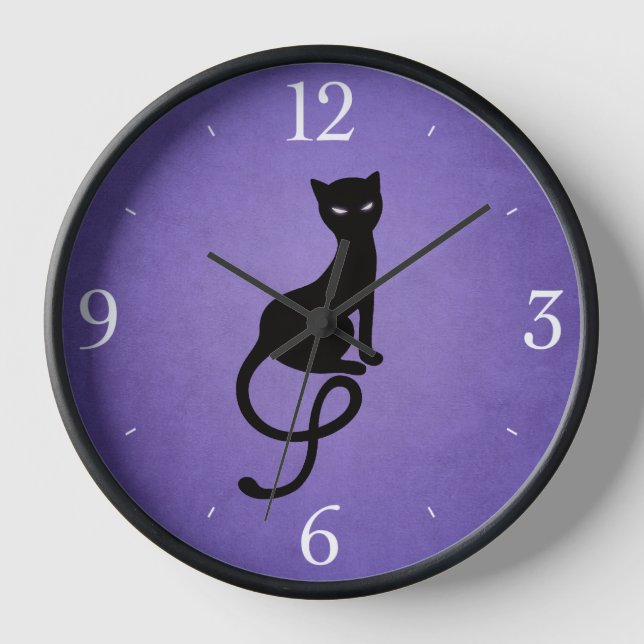 Gracious Evil Cat Silhouette - Black Kitty Lila Uhr (Vorderseite)