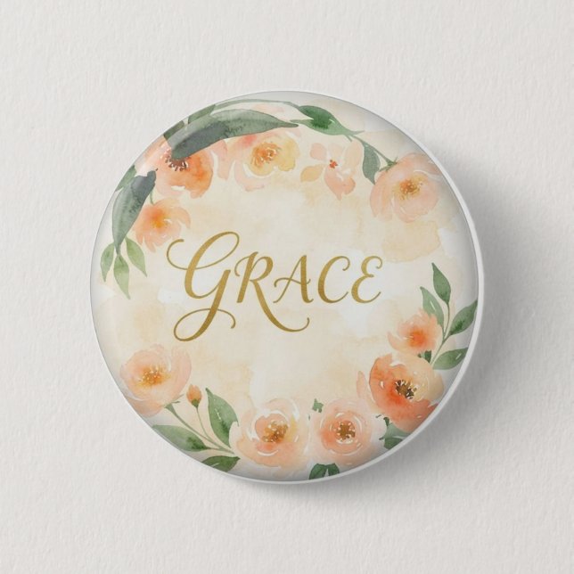 Gracious Floral Ästhetik Individuelle Runde Tasten Button (Vorderseite)
