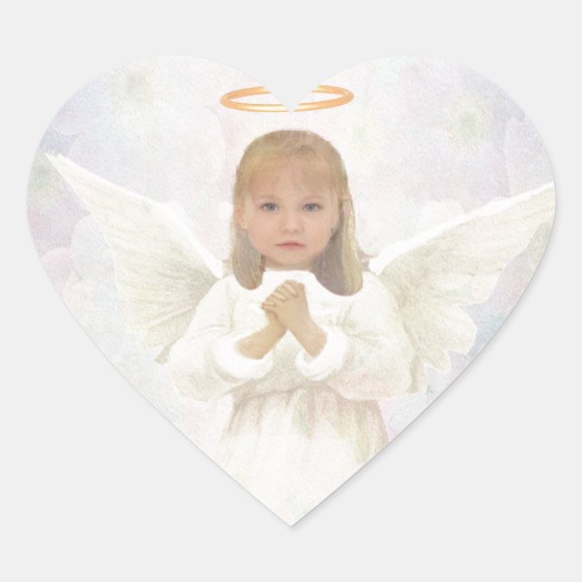 Gracious - Little Girl Angel Praying Herz-Aufkleber (Vorderseite)