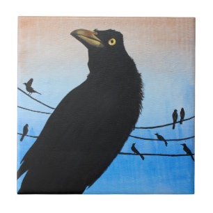 Grackle Austin Texas Bird Avian Wildlife Painting Fliese